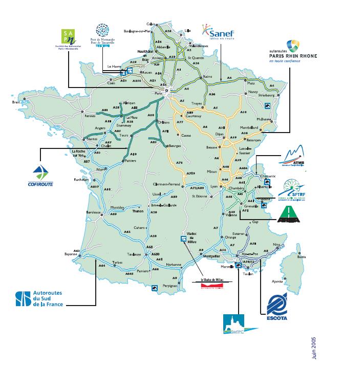 french highways map of france